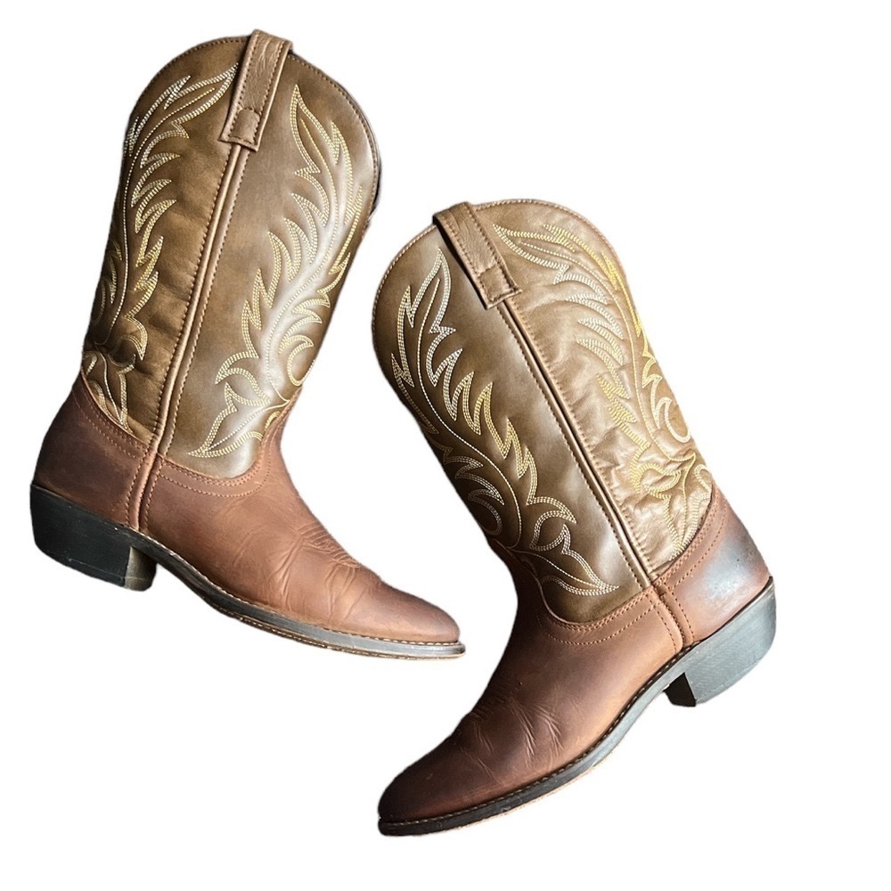 Laredo Boots Lea Vamp Fox Women's Leather Cowgirl Chore Western 7.5 - Picture 4 of 9